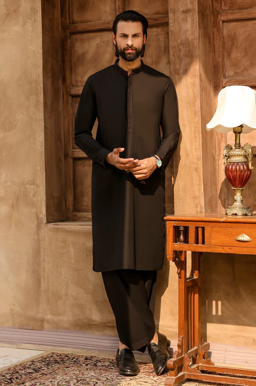 Black Wash & Wear Shalwar Kameez