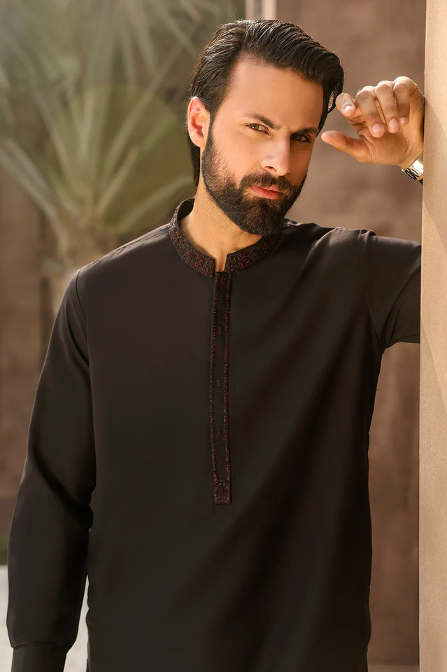 Black Wash & Wear Shalwar Kameez