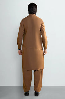 Light Brown Shalwar Kameez With Waistcoat