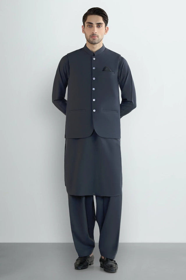 Charcoal Shalwar Kameez with Waistcoat