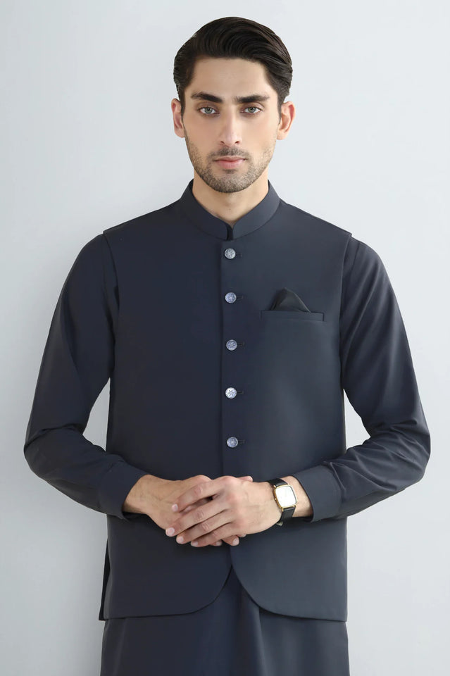 Charcoal Shalwar Kameez with Waistcoat