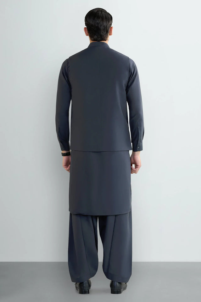 Charcoal Shalwar Kameez with Waistcoat