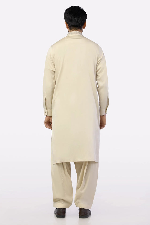 Fawn Cotton Shalwar Kameez