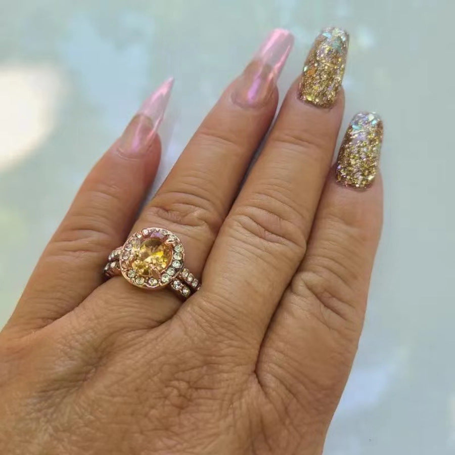 New Luxury Micro-inlaid Zircon Ring Women's Fashion