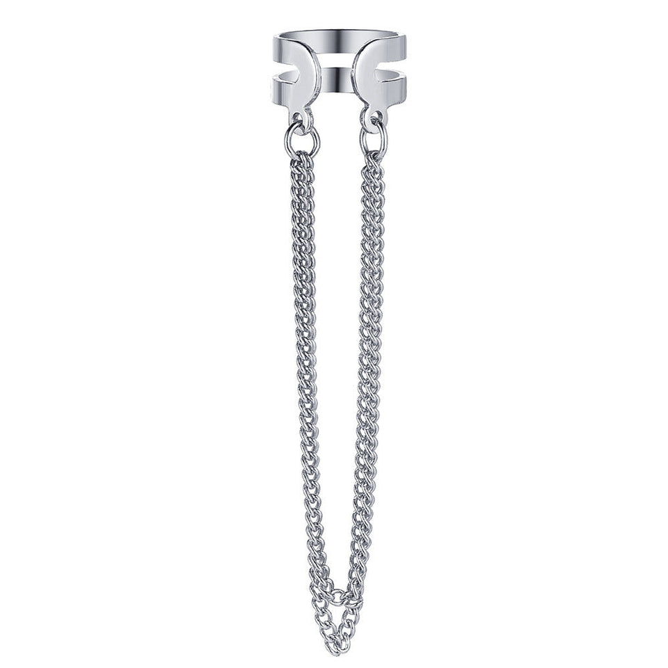 Fashion Double Metal Chain Tassel Earrings