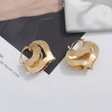 Copper Heart-shaped Hollow Stud Earrings Simple Fashion Lace Design