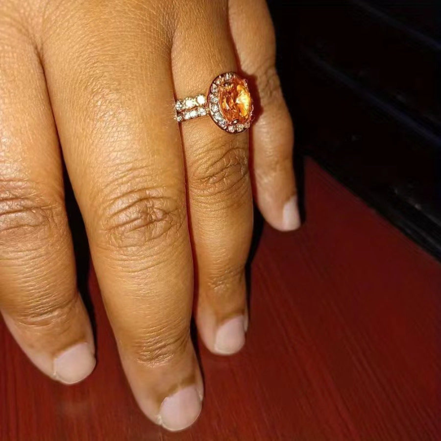 New Luxury Micro-inlaid Zircon Ring Women's Fashion