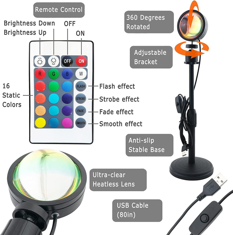 Sunset Lamp Multi Color With Remote