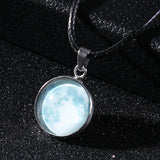 Time Stone Christmas Moon Night Sky Luminous Alloy Pendant Necklace