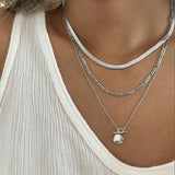 European And American Coin Snake Bone Three-layer Necklace For Women