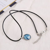 Time Stone Christmas Moon Night Sky Luminous Alloy Pendant Necklace
