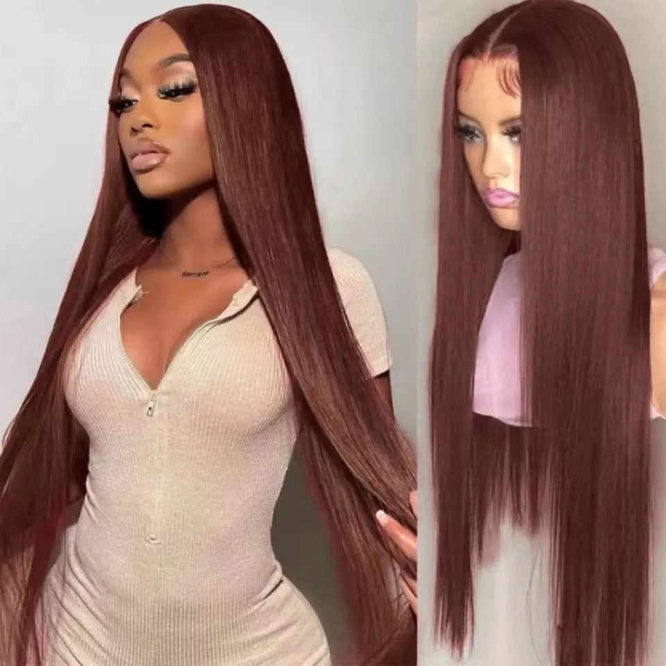 Front Lace Mid-length Straight Hair Women's High Temperature Synthetic Fiber Wigs