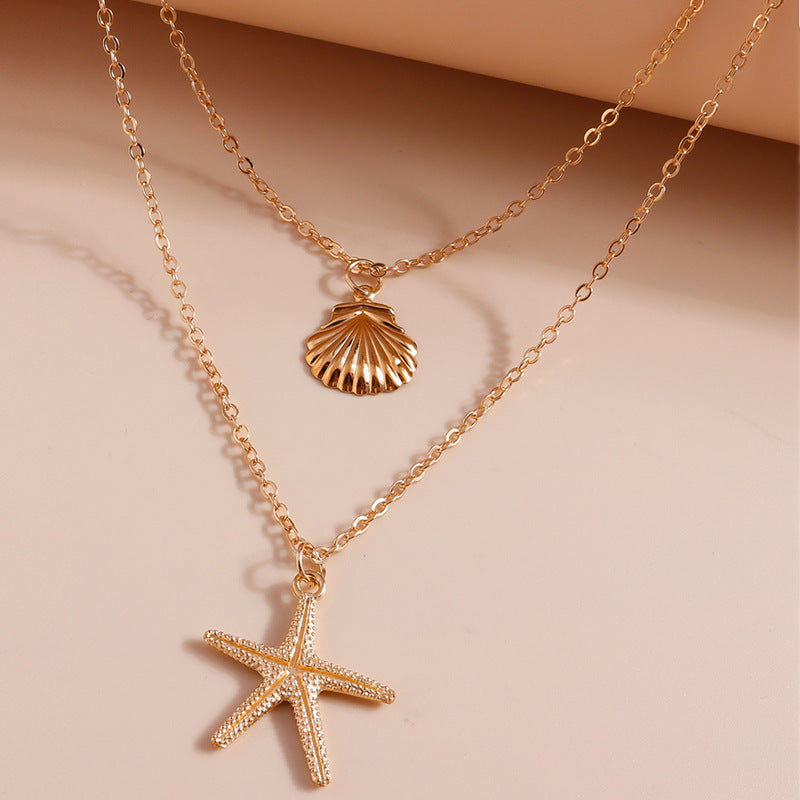 Simple Shell Double-layer Necklace For Women